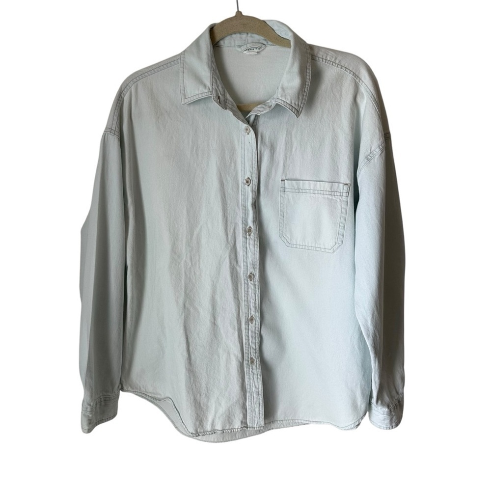 Aeropostale Women’s Light Denim Oversized Button Down Long Sleeve Shirt Sz Med